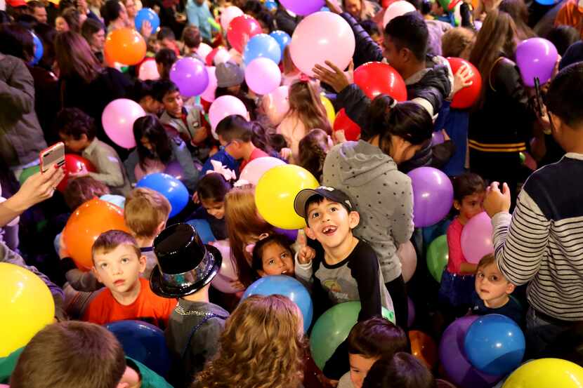 A ballon drop during a family-friendly New Year's Eve event at the Sci-Tech Discovery Center