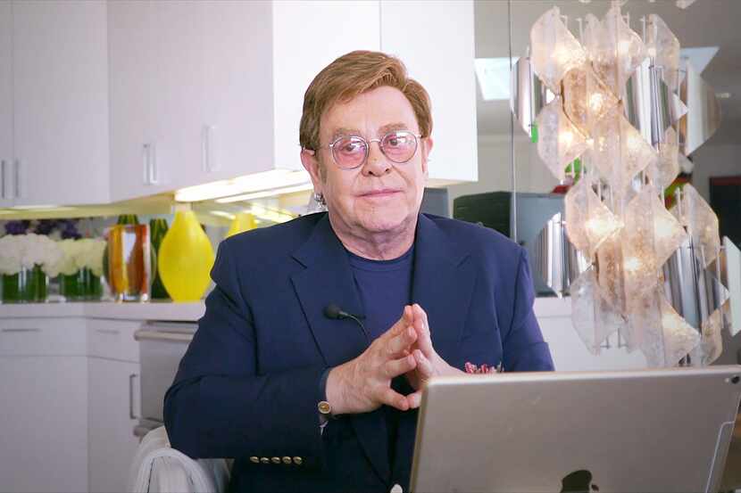 Elton John appears during the "Fox Presents the iHeart Living Room Concet for America," a...