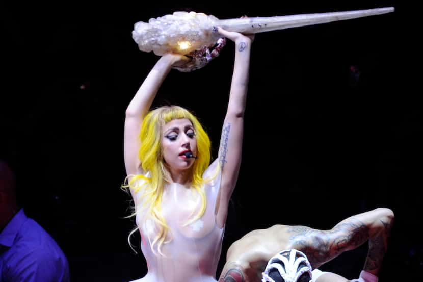 Lady Gaga performs at the American Airlines Center in Dallas on Monday, March 14, 2011.