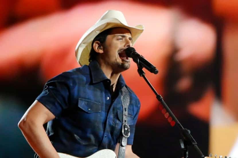 Brad Paisley performs during the 2015 Academy of Country Music Awards at AT&T Stadium in...