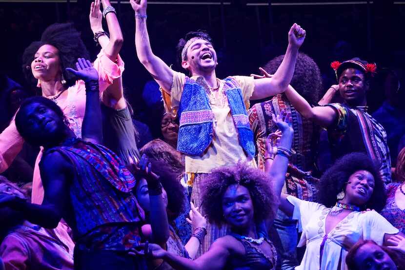 The cast of "Hair" performs at the Wyly Theatre. 