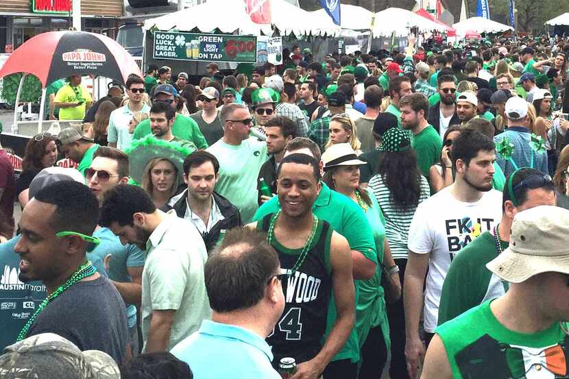 Thousands line the street at the Lower Greenville Avenue St. Patrick's Day Block Party.