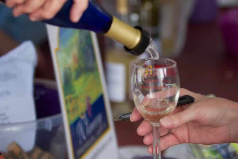 Wine is poured during GrapeFest.
