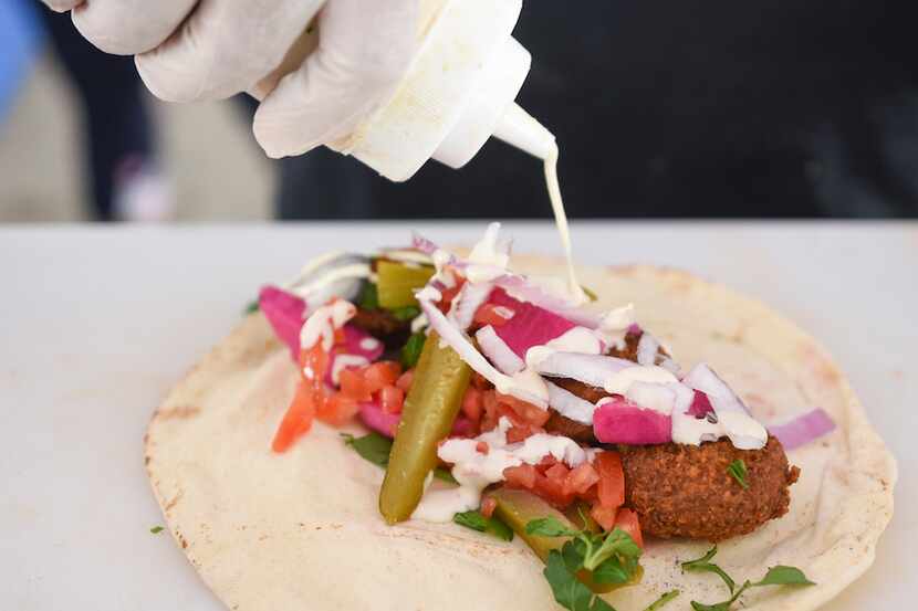 Falafel sandwiches were one of the different Greek foods available during the Fort Worth...
