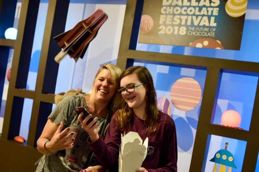 Erin Gardner and her daughter take a selfie during the Dallas Chocolate Festival.