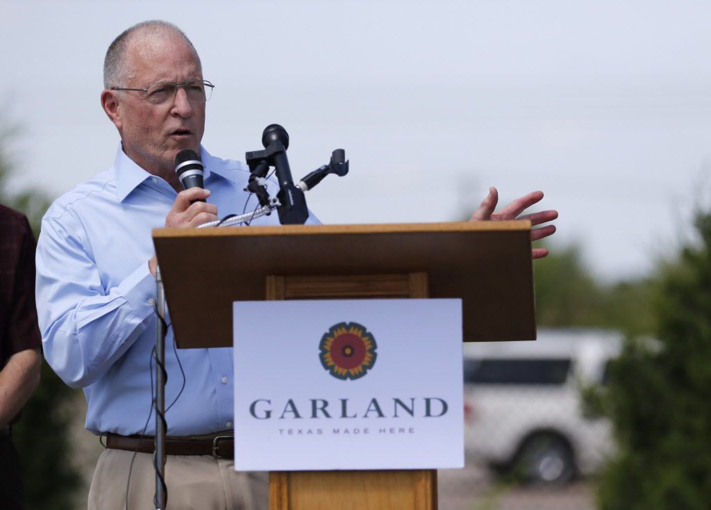State Sen. Bob Hall. R-Edgewood, spoke during the groundbreaking ceremony for the Interstate...
