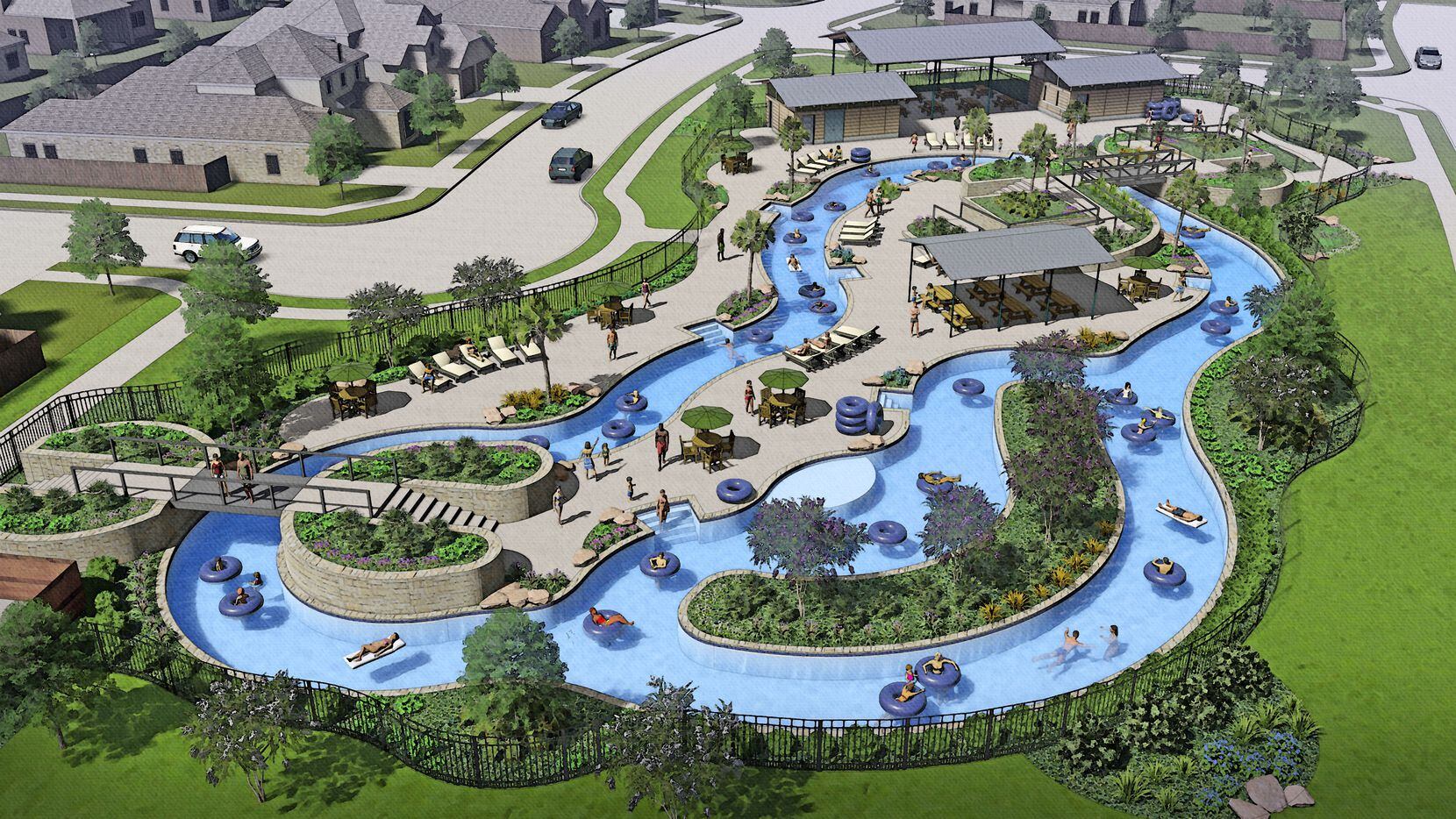 Developer Hines' 1,100-acre Wildflower Ranch residential community will include a lazy river...