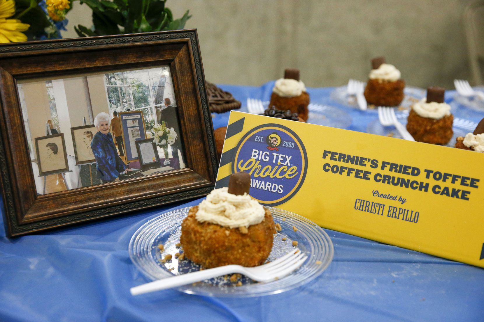 A picture of Wanda "Fernie" Winter rests on the table of her daughter Christi Erpillo’s entry during the unveiling of the Big Tex Choice Awards finalists at the Briscoe Carpenter Livestock Center at Fair Park on Wednesday, Aug. 11, 2021, in Dallas.