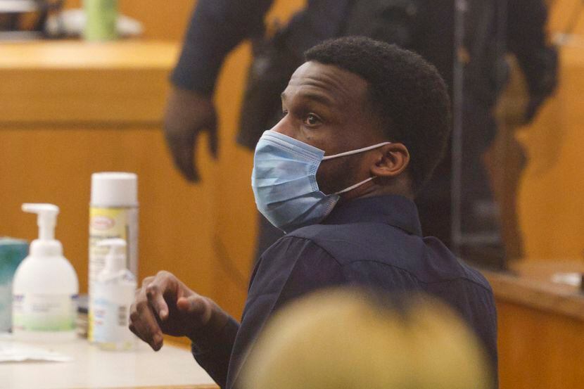 Larry Daquan Jenkins looked to the courtroom gallery during his capital murder trial at the...
