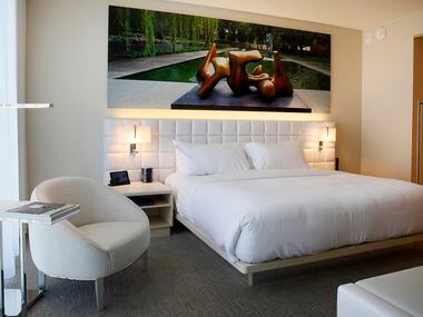 The supreme king rooms in the Hall Arts Hotel have large photo displays of the Arts District...
