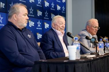 Dallas Cowboys head coach Mike McCarthy (left) and executive vice president Stephen Jones...