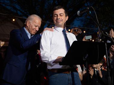 Pete Buttigieg endorses Joe Biden at Chicken Scratch in Dallas. on Mar. 02, 2020 in Dallas.