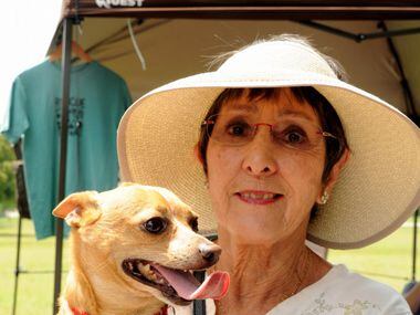Helen McKinney and her pup Pepe enjoy the 21st annual Dog Day Afternoon at Flagpole Hill in...