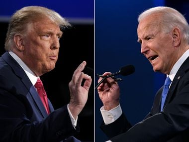 Former Vice President Joe Biden (right) has regained a narrow lead over President Donald Trump in Texas, after wooing more independents and Hispanics, according to a new poll by The Dallas Morning News and University of Texas at Tyler. Biden’s lead is 48-45, which is within the poll's margin of error.