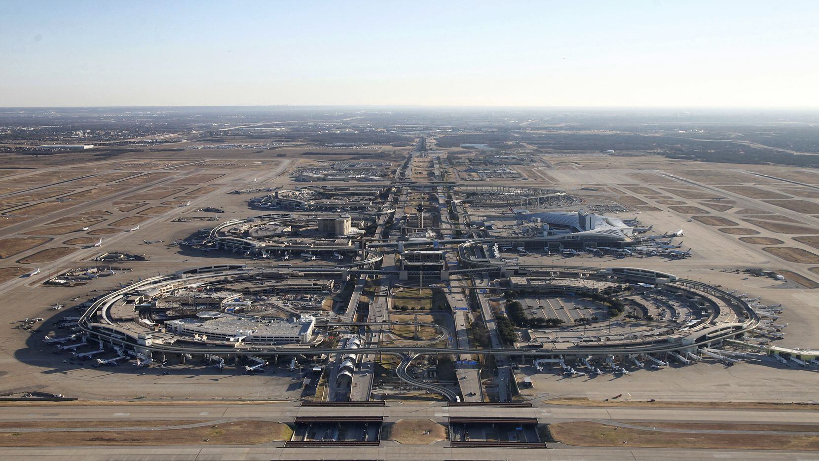 D/FW Airport from a helicopter.
