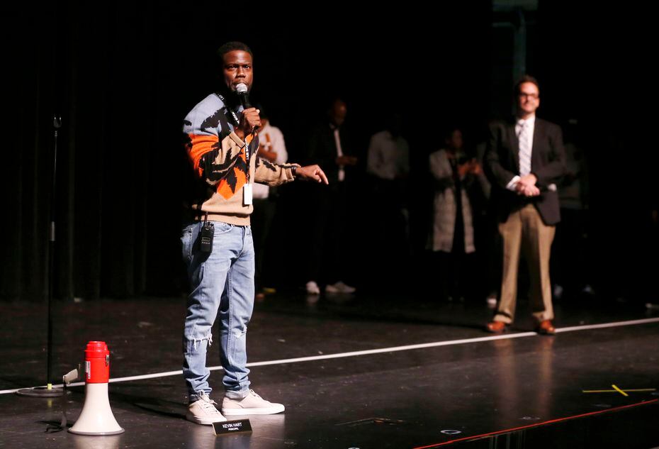 Comedian and actor Kevin Hart was principal for a day at Booker T. Washington High School in...