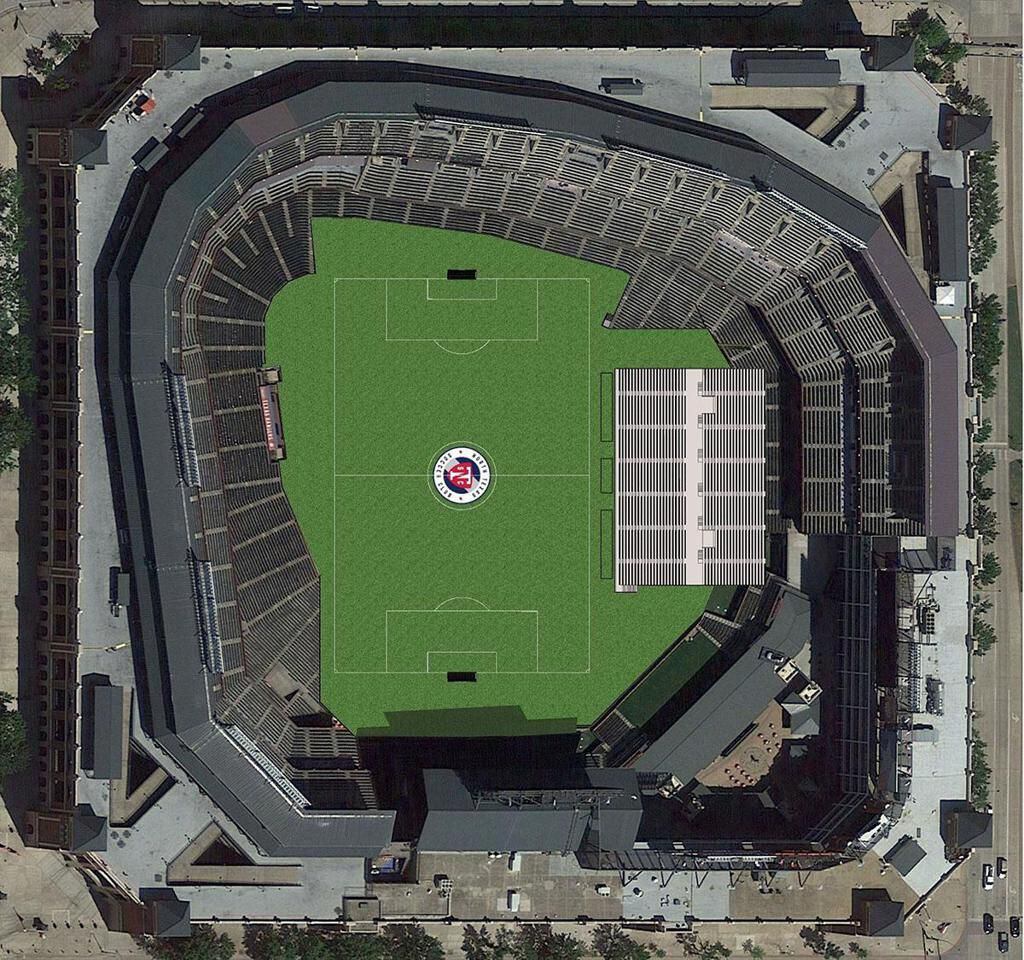 Rendering of the overhead view of Globe Life Park as it will be configured for North Texas...