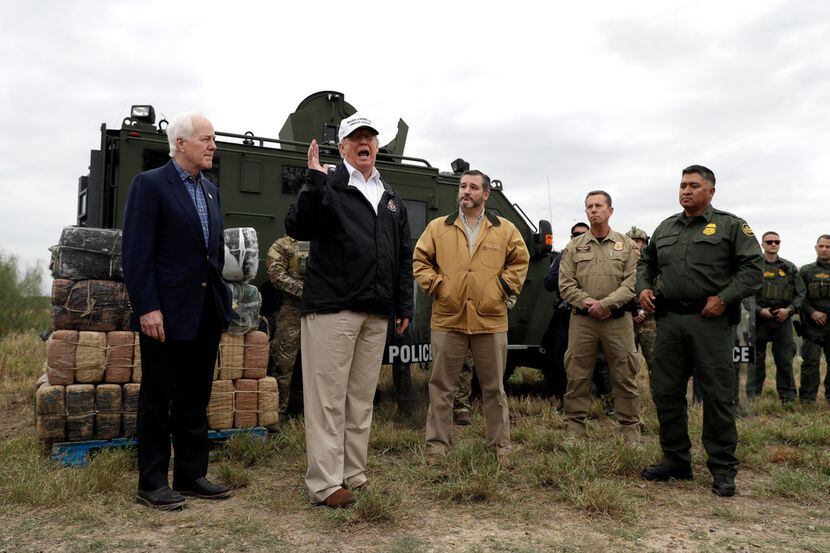 Texas Sens. John Cornyn (left) and Ted Cruz (third from left) joined President Donald Trump...