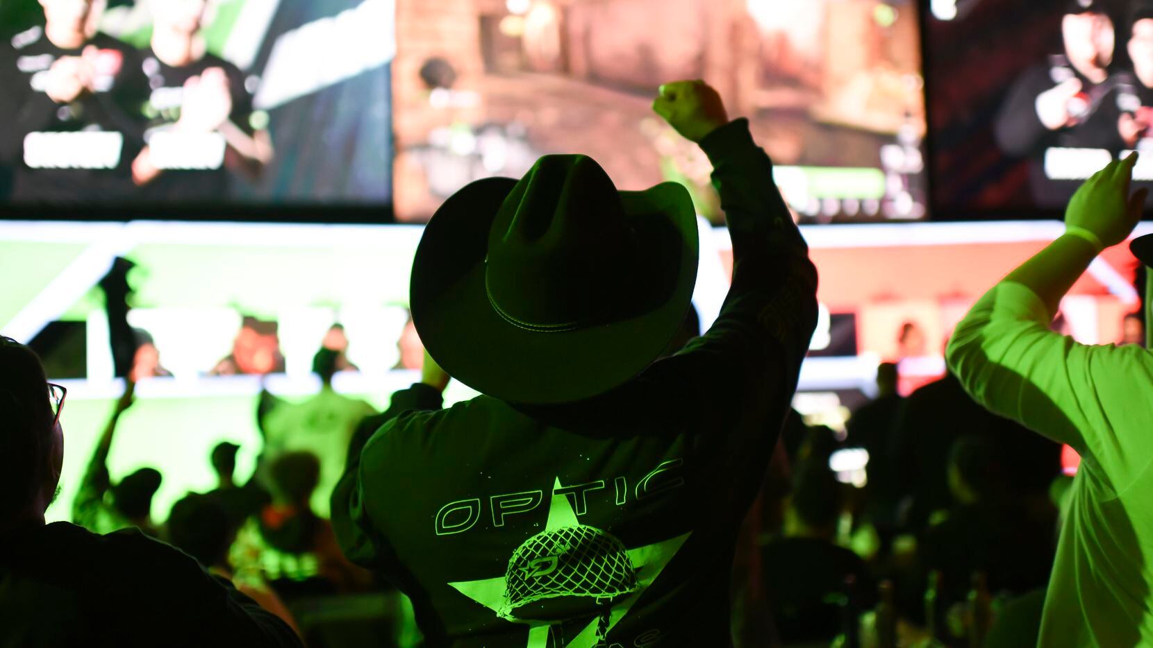 A fan cheers on OpTic Texas as they get closer to defeating the Atlanta FaZe during OpTic...