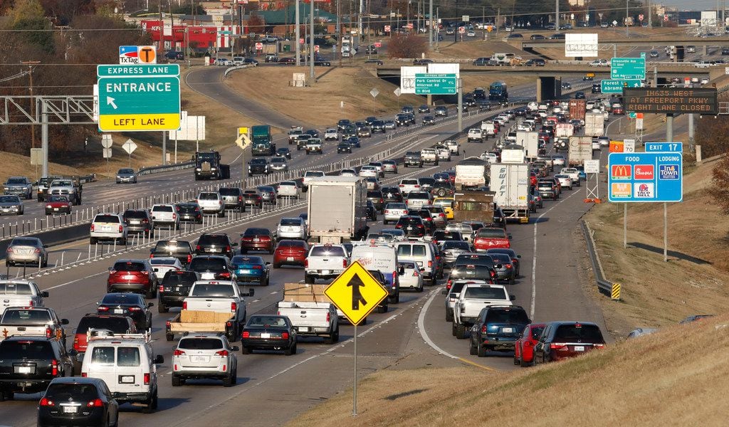 Early morning westbound traffic merges onto I-635 near Forest Lane Thursday, December 14,...