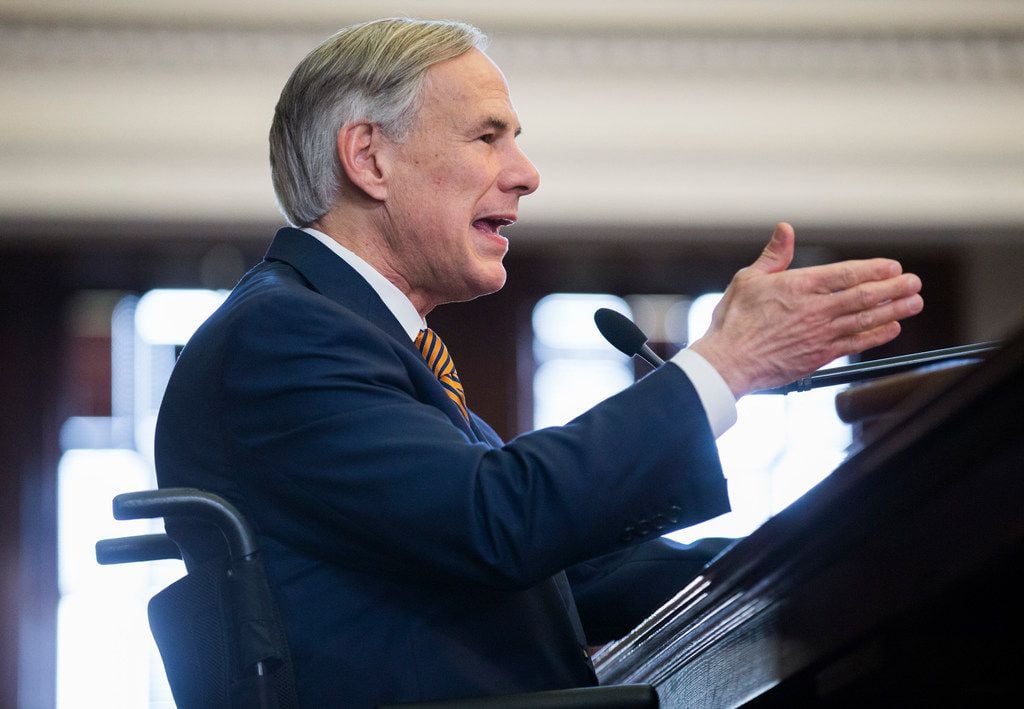 Governor Greg Abbott speaks in the Texas House of Representatives on opening day of the 86th...