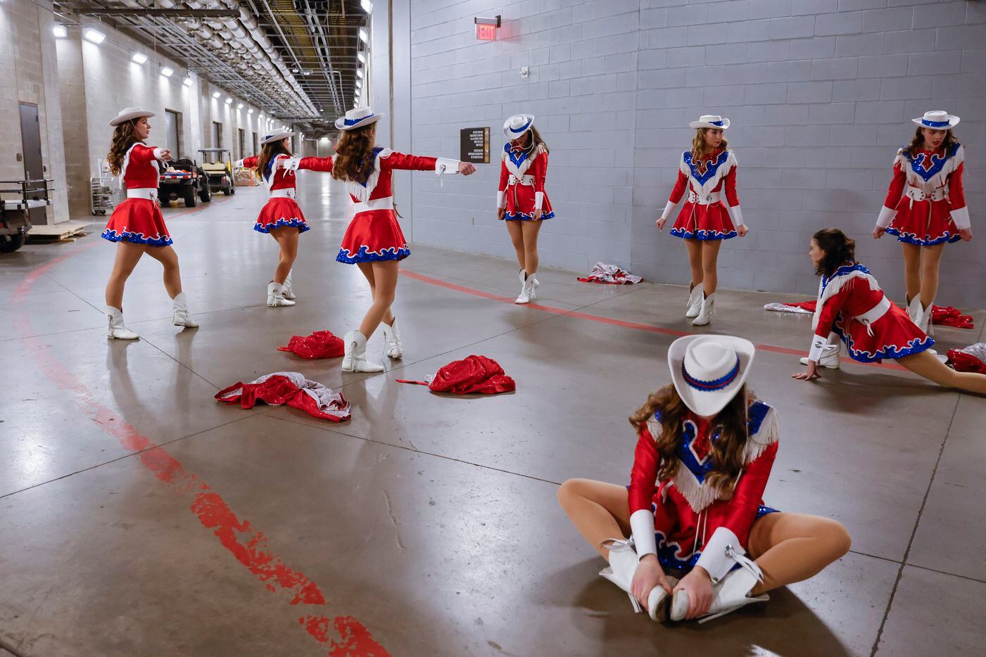 Parish High School Rosettes finish up their warm-up at the tunnel of Globe Life Field ahead...