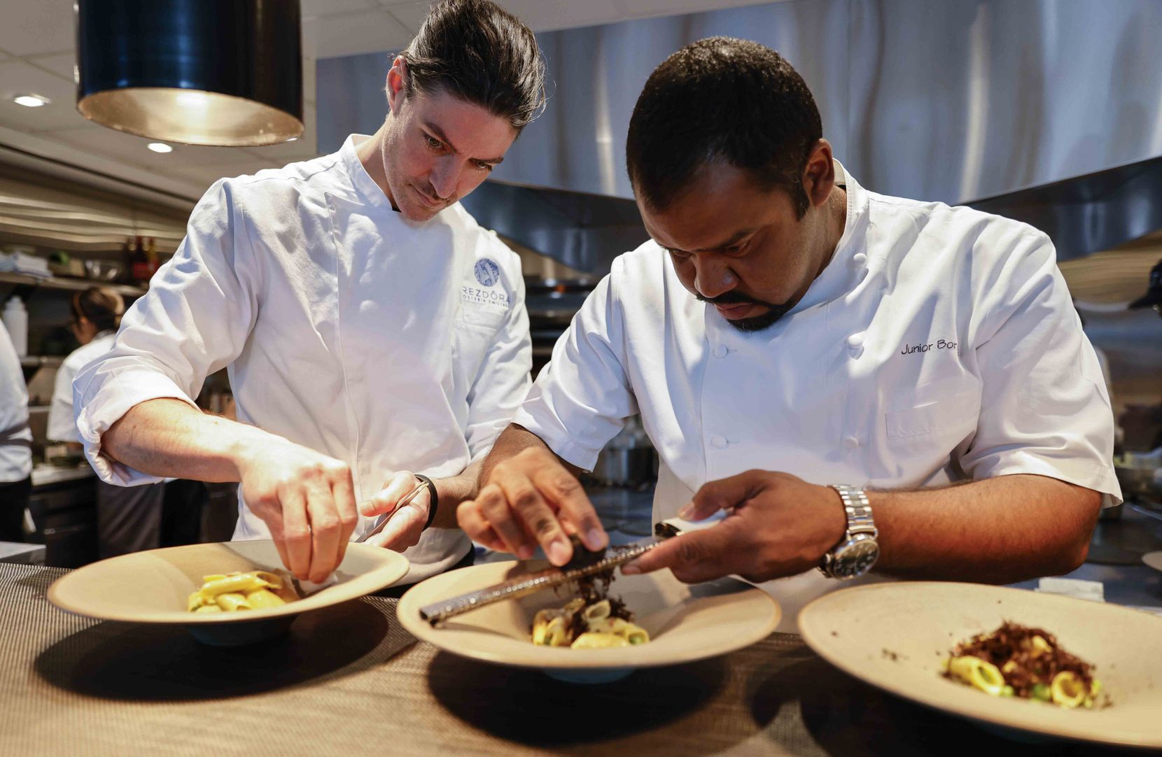 Chef Junior Borges of Meridian, right, and chef Stefano Secchi of the Michelin-star...