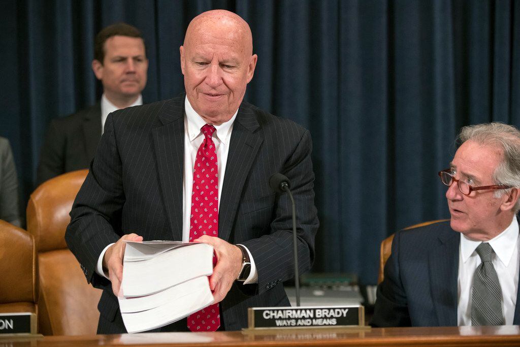 House Ways and Means Committee Chairman Kevin Brady, R-Texas, joined by Rep. Richard Neal,...