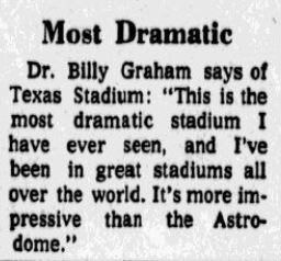 From the Oct. 24, 1971 edition of The Dallas Morning News, the day of the first game at...