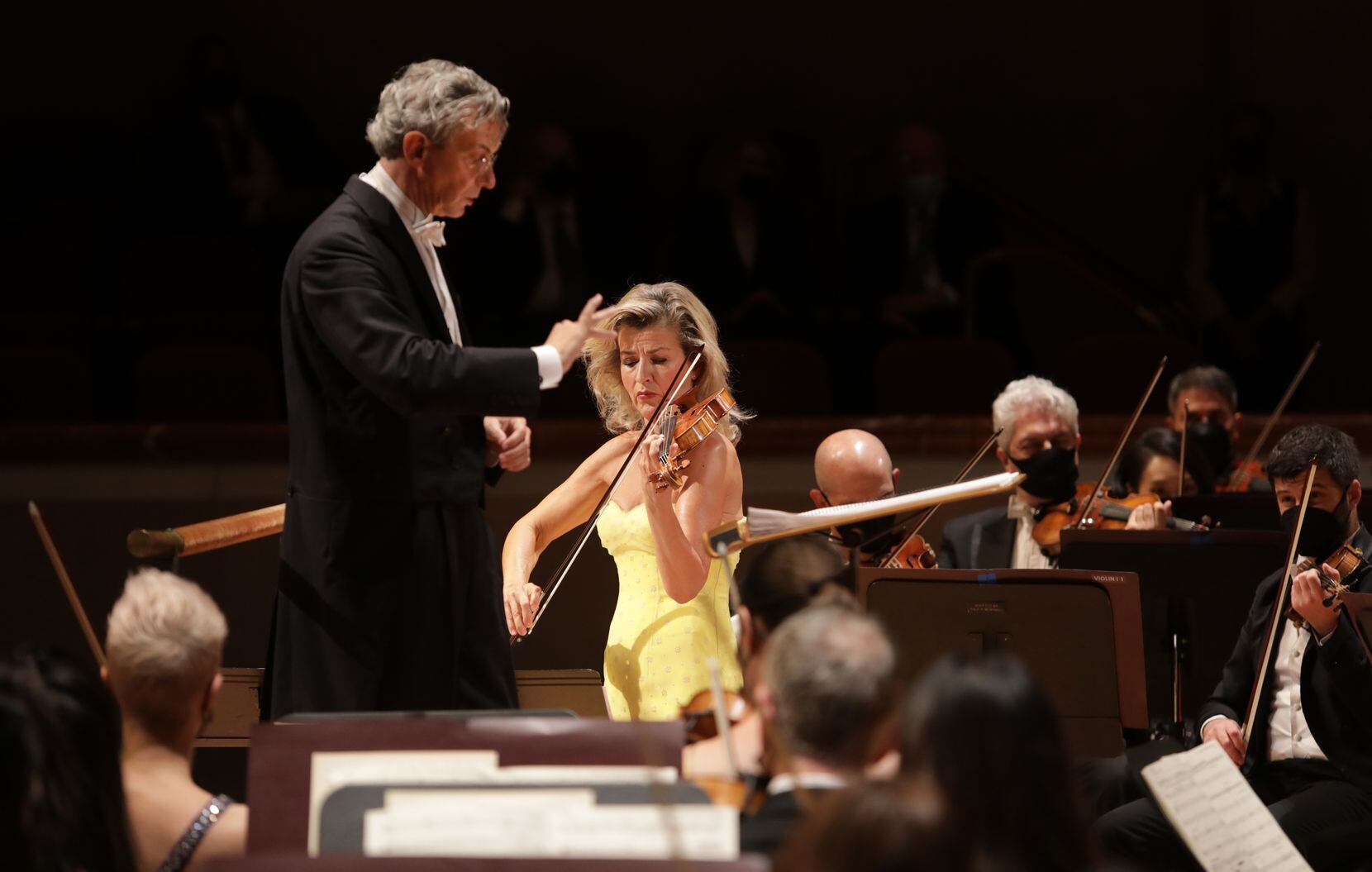 Violin soloist Anne-Sophie Mutter and the Dallas Symphony Orchestra, directed by Fabio Luisi, perform at the Meyerson Symphony Center in Dallas, TX, on Sep. 25, 2021.  