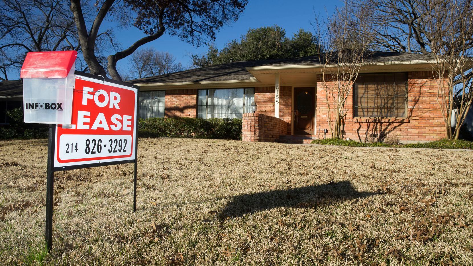 Dallas-area single-family home rents are close to $1,900 a month.