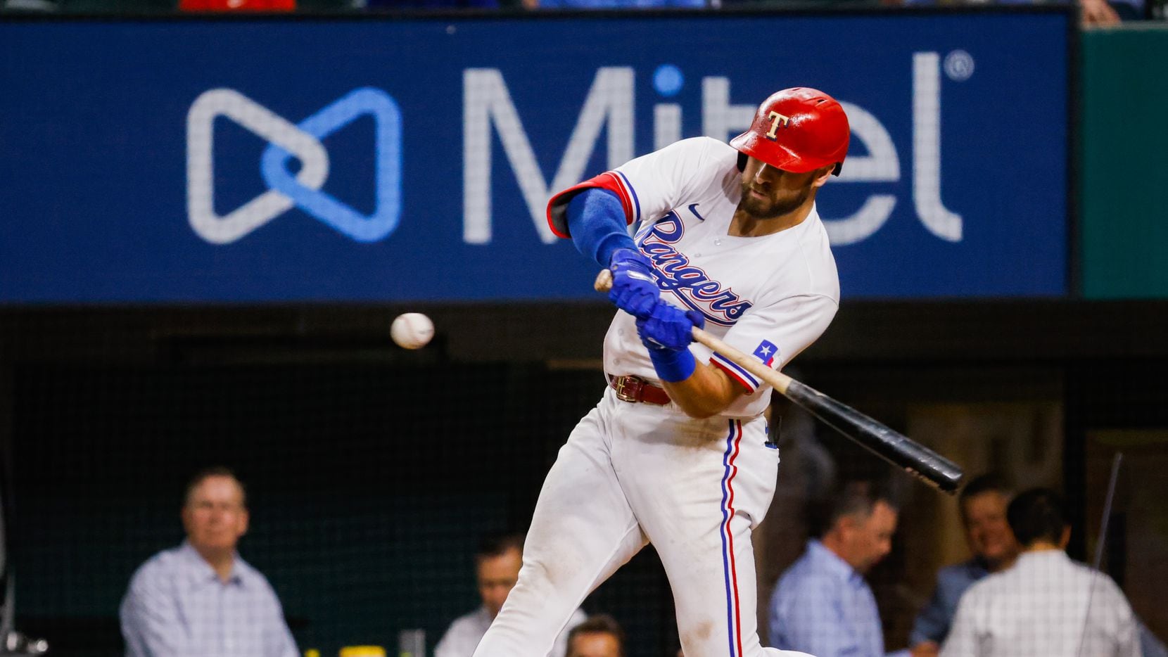 Texas Rangers center fielder Joey Gallo (13)is up to bat in the seventh inning against the...