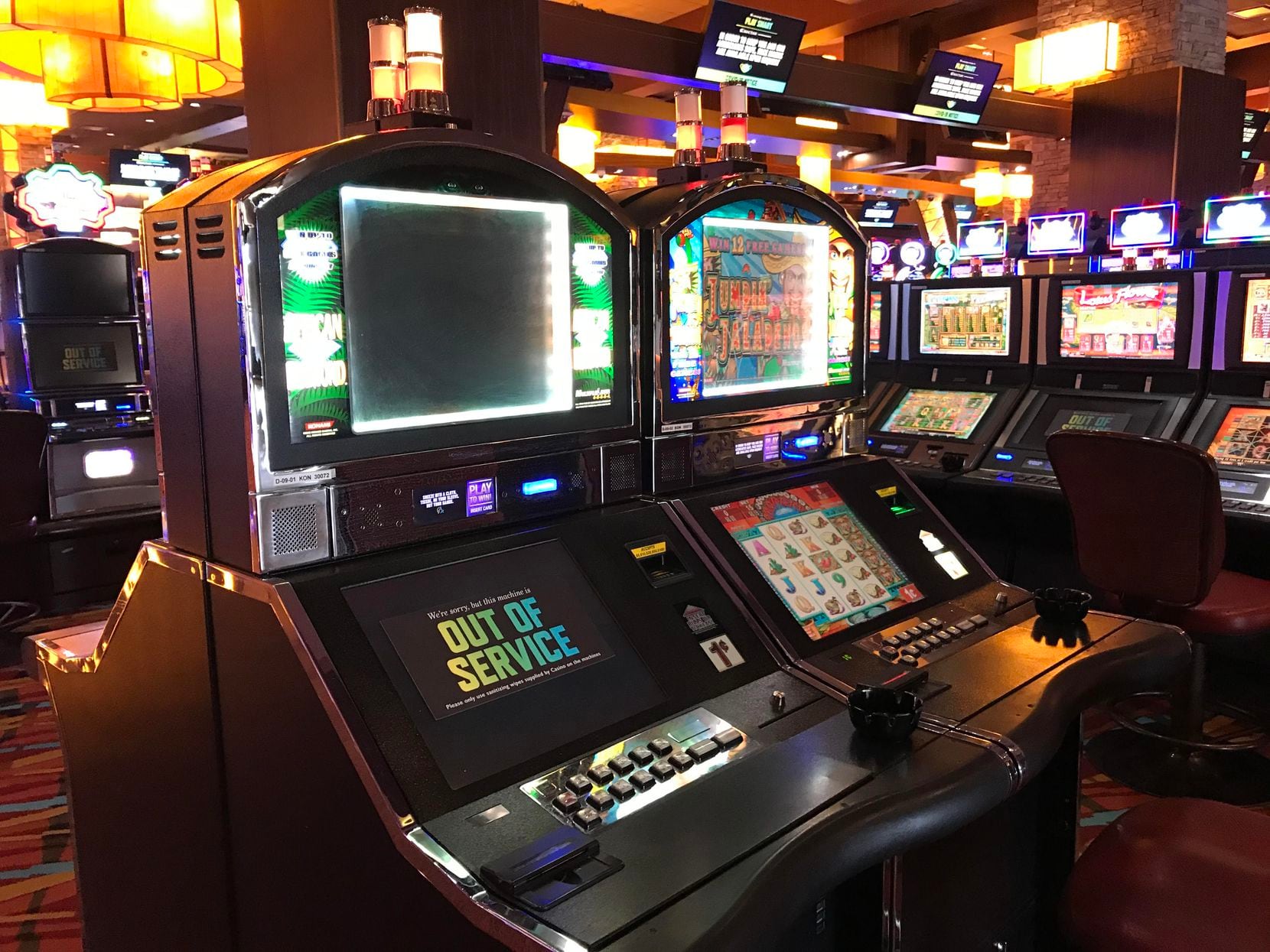 To create social distancing on its gaming floor, Choctaw will place some electronic games...