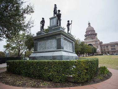 The Confederate Soldiers Monument outside the Texas state capitol on Thursday, February 26,...