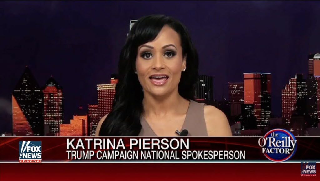 Katrina Pierson, national spokeswoman for the Donald Trump campaign, spoke during a...
