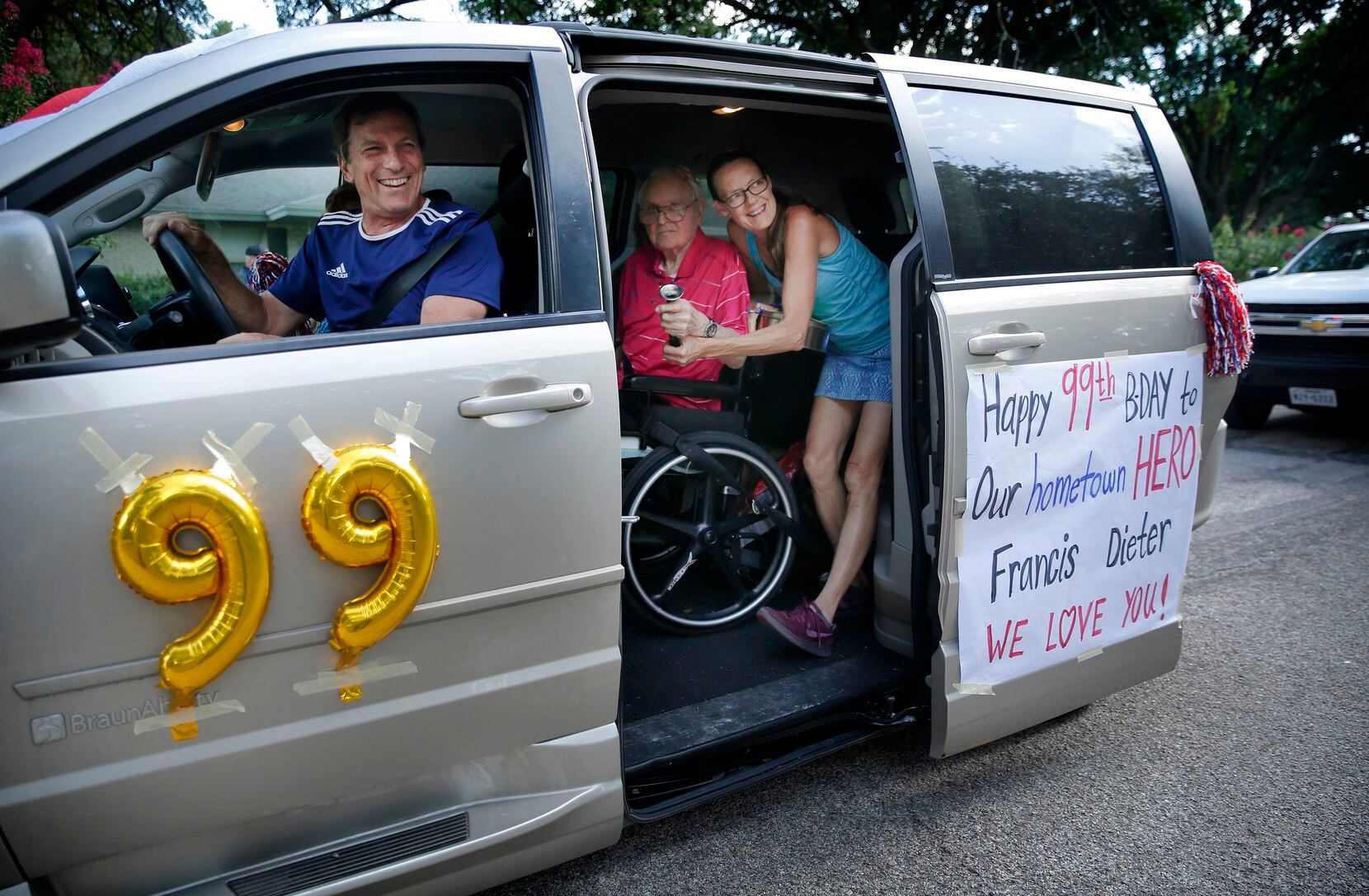 Pat Doyle (left) and his wife, Dianne Doyle, and Dianne's father Michael Wright passed by to...
