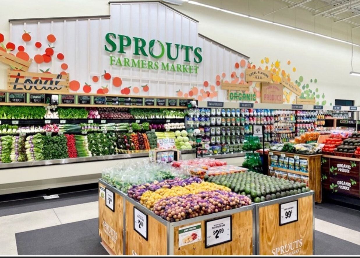 Interior of the latest version of a Sprouts Farmers Market.