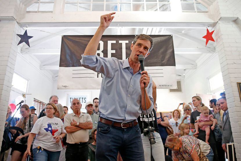 Congressman Beto O'Rourke spoke to supporters during a town hall at the Historic Santa Fe...