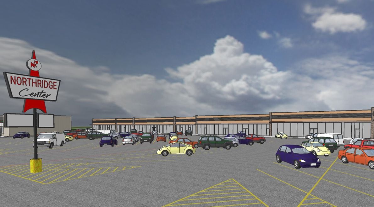 An architect's rendering of the plans for redoing the Northridge Shopping Center.