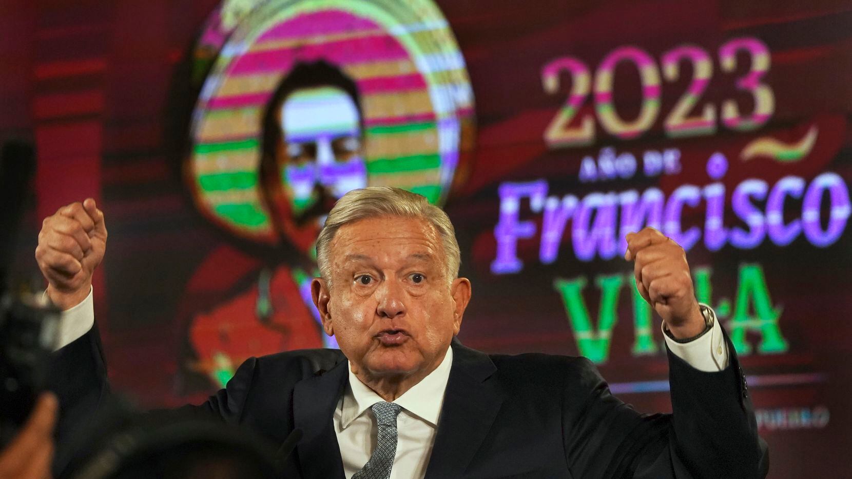 Mexican President Andres Manuel Lopez Obrador gives his regularly scheduled morning press...