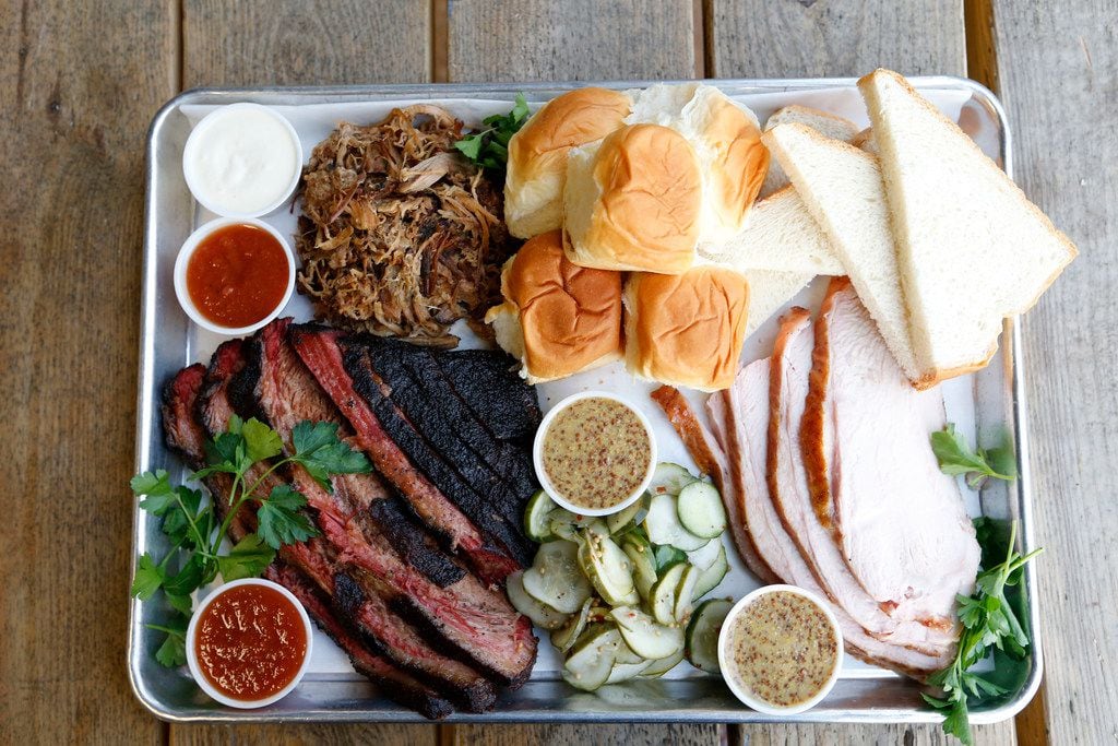 Brisket, pulled pork, smoked turkey served from the kitchen at Treaty Oak Brewing &...