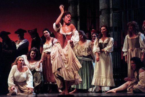 Denyce Graves (center) as Carmen in Georges Bizet's  Carmen at Music Hall in Fair Park in 2004.