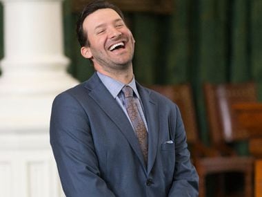 Former Dallas Cowboys quarterback Tony Romo smiles as he is recognized by the Senate at the Texas Capitol in Austin, Wednesday, May 3, 2017. (Stephen Spillman/Special Contributor)