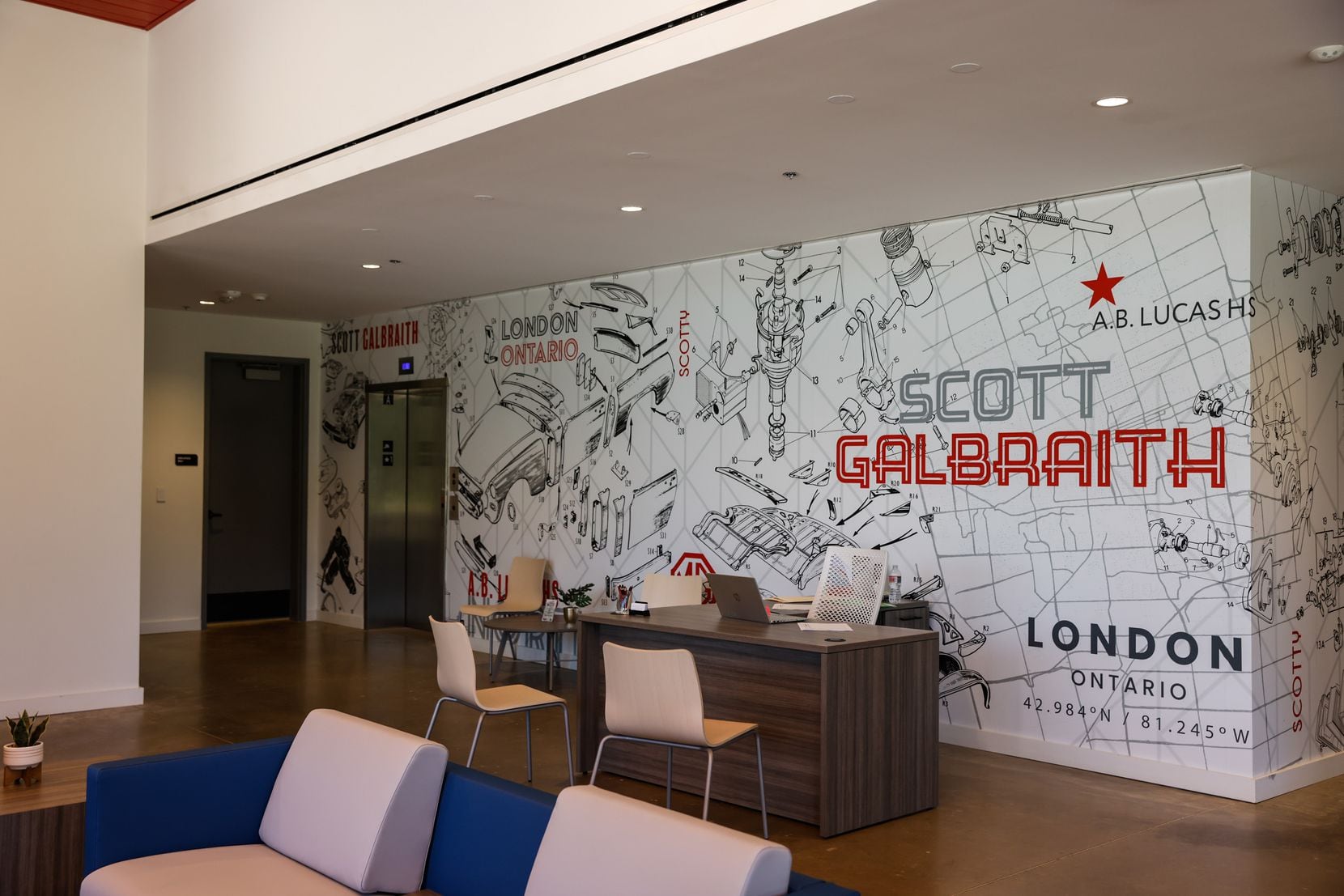 The lobby lounge at the new Galbraith apartment high-rise in downtown Dallas on July 7.