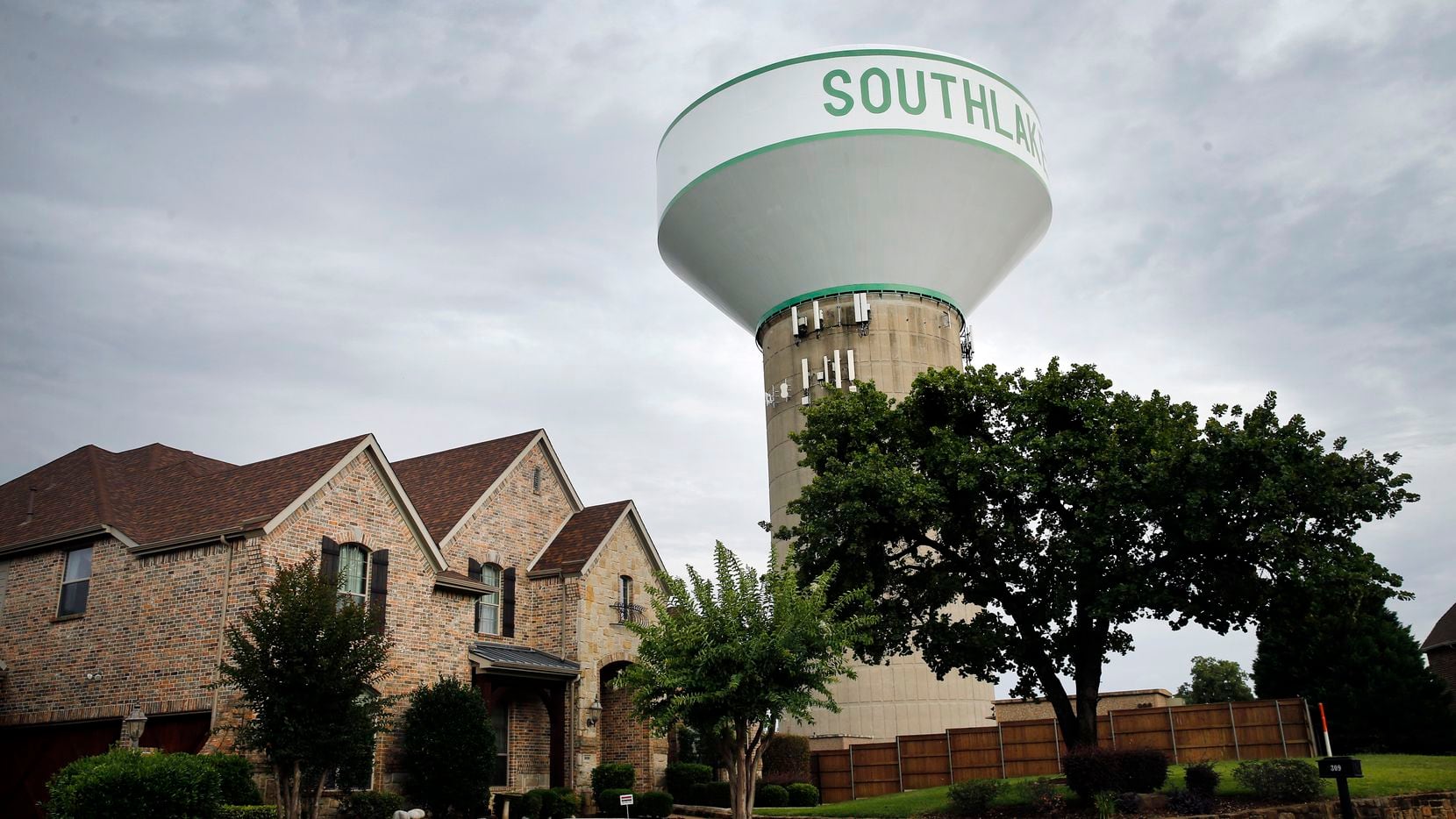 A Southlake water tower is pictured in a neighborhood. The city fared well in a WalletHub...
