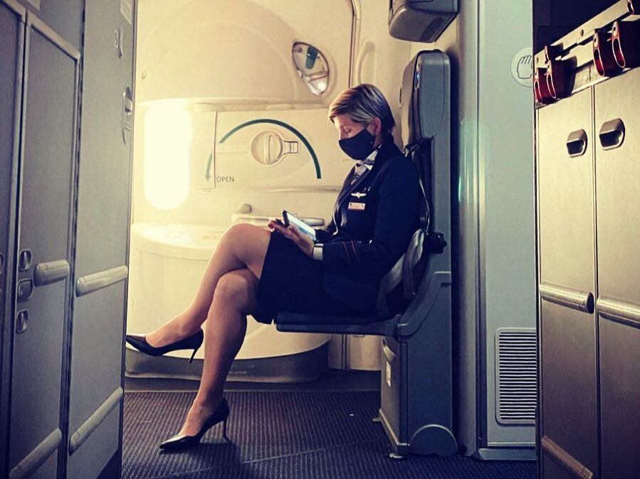 An undated photo of former American Airlines flight attendant Kimberly Goesling working on...