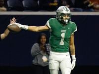 Frisco Reedy wide receiver Kaleb Smith (1) celebrates a catch for a first down during the...