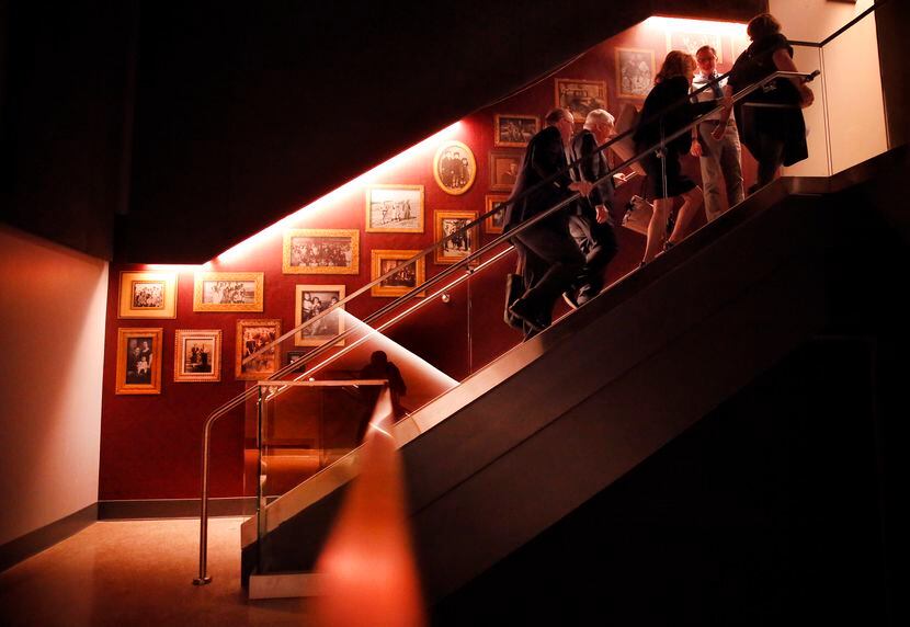 A stairwell presentation leads visitors from the orientation wing on the first floor to the...