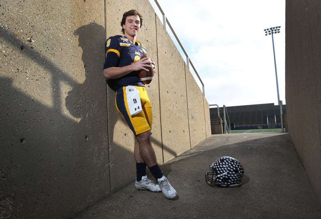 Senior Highland Park High School quarterback John Stephen Jones, who is the DMN 2017 All-Area football Offensive Player of the Year. Photographed at Highlander Stadium in Dallas on Tuesday, January 9, 2018. (Louis DeLuca/The Dallas Morning News)
