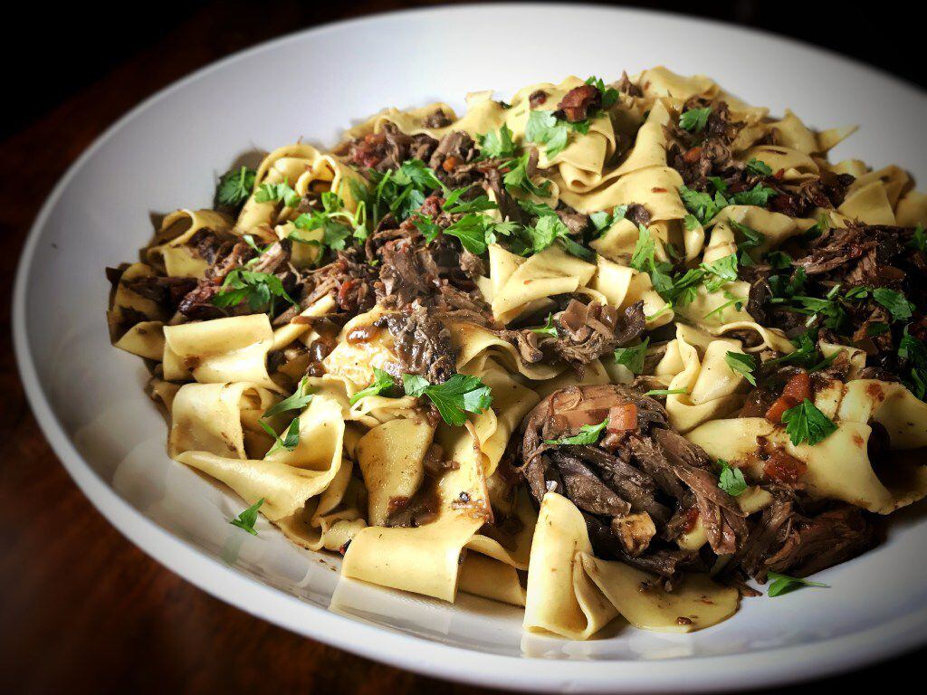 Homemade pappardelle with duck and porcini ragu